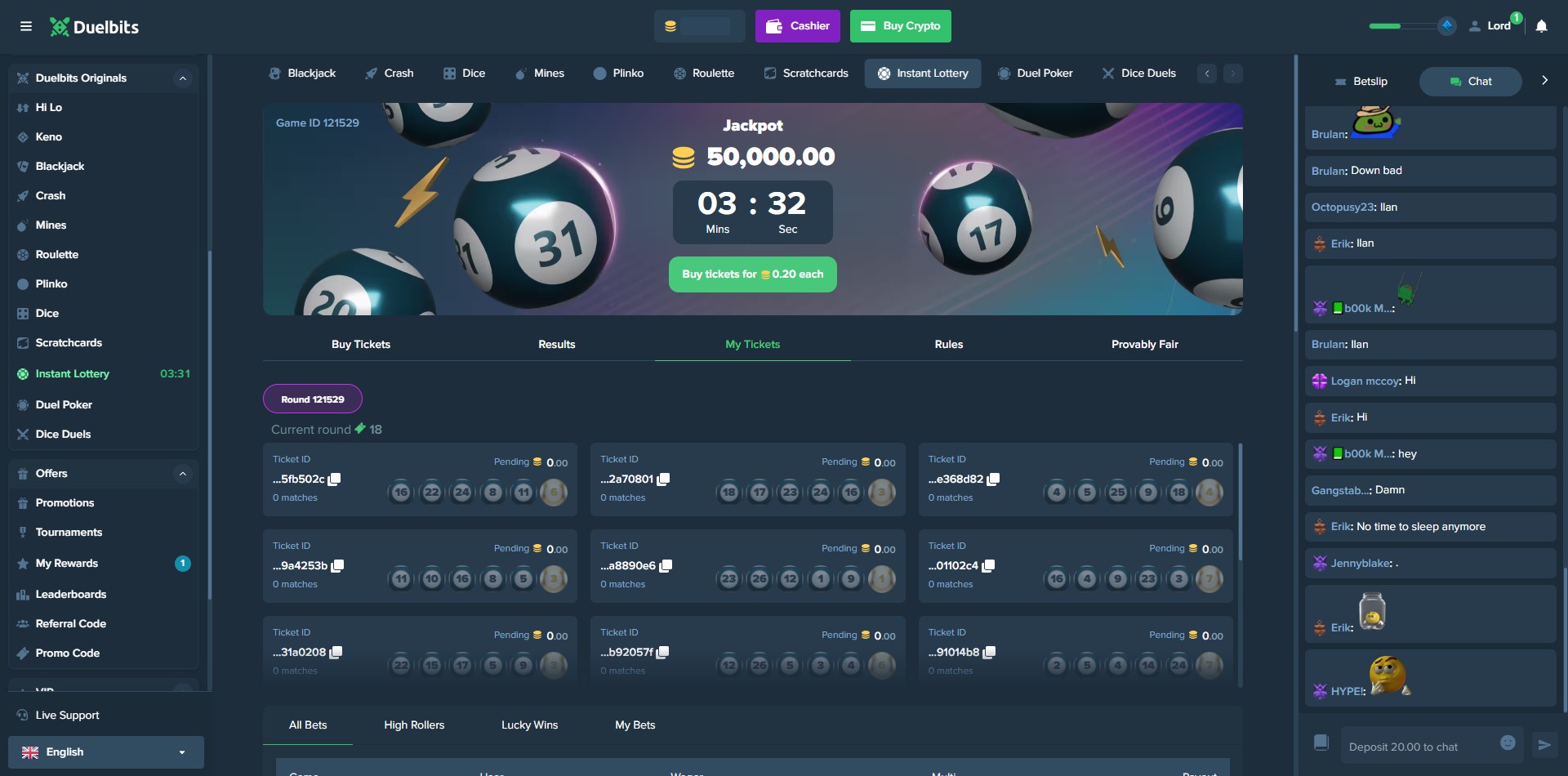 Duelbits Lottery Tickets