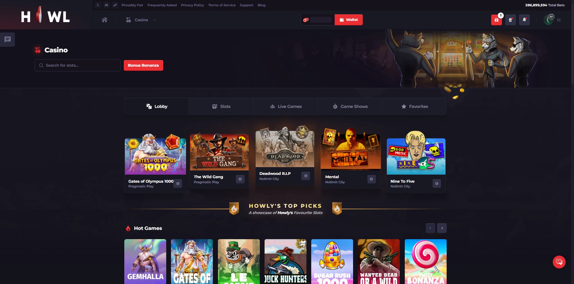 Howl.GG Live Casino Games