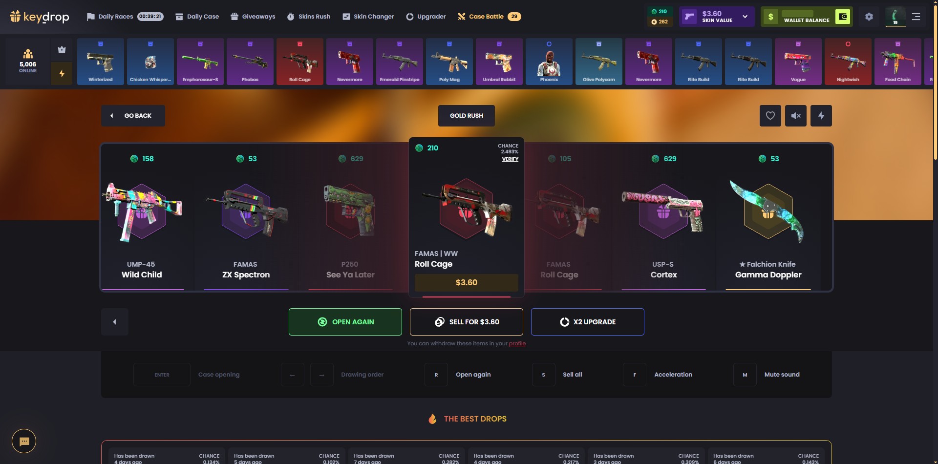 KeyDrop Gold Rush Case Opening