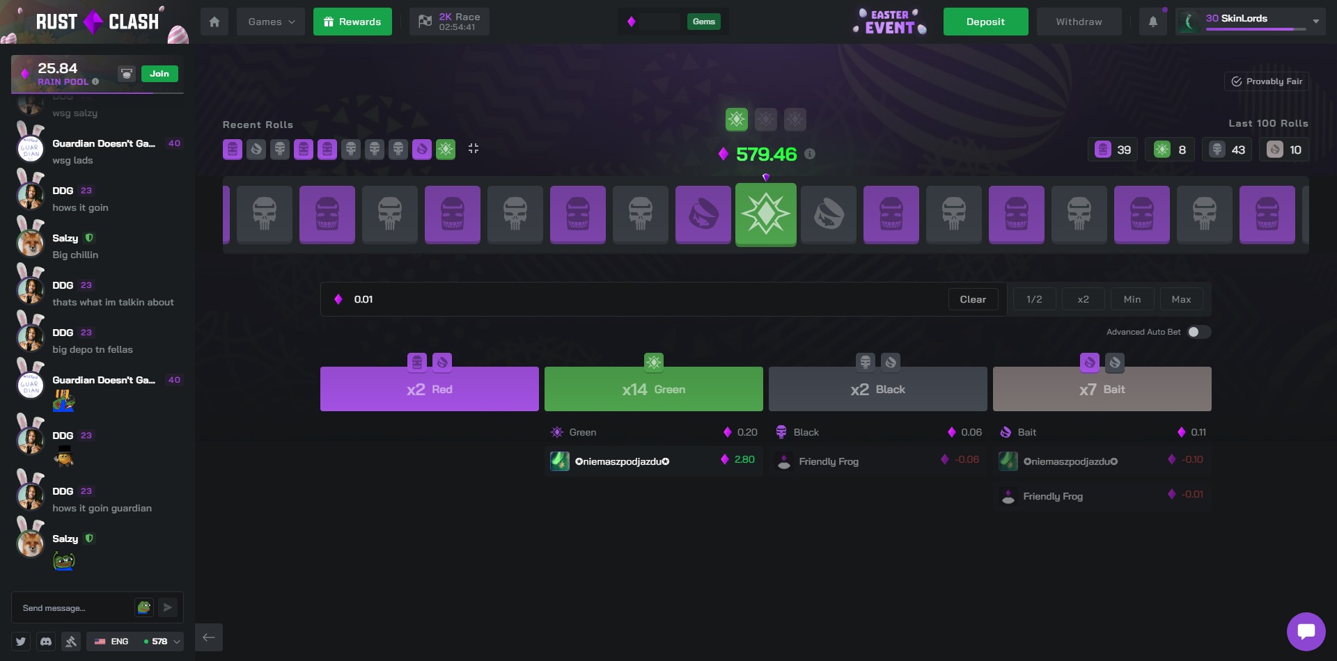 RustClash Roulette Game