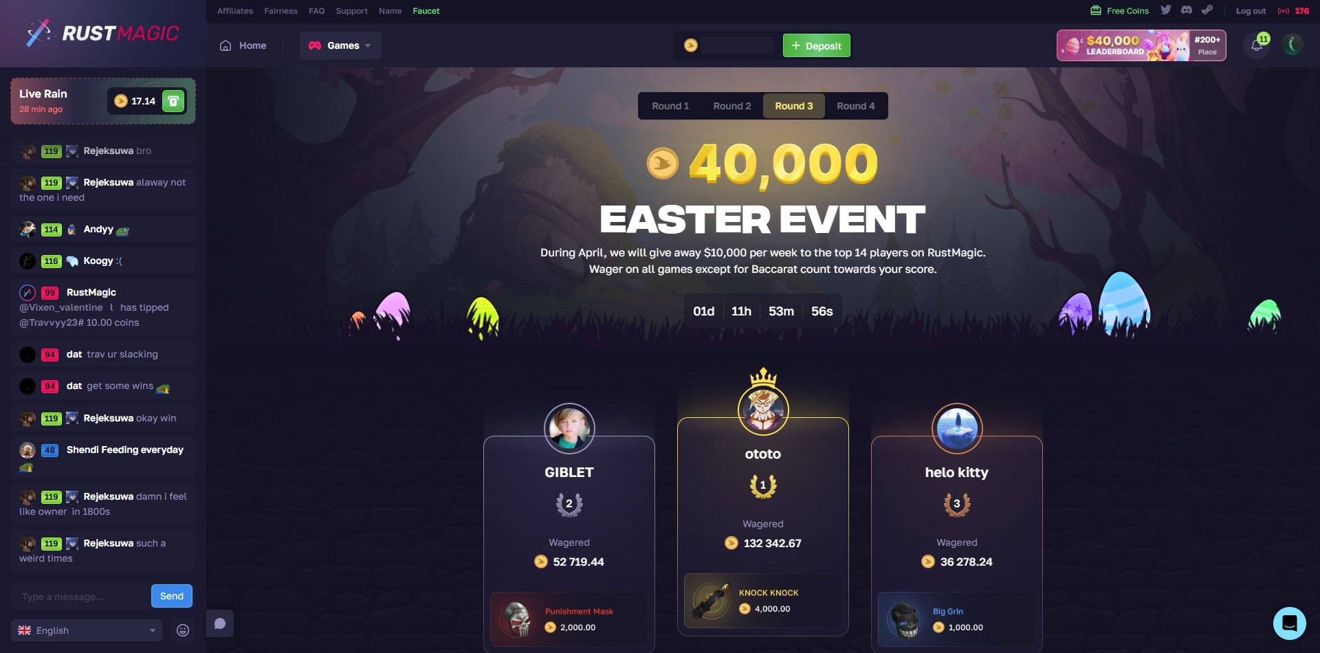 RustMagic 40,000 Coin Leaderboard