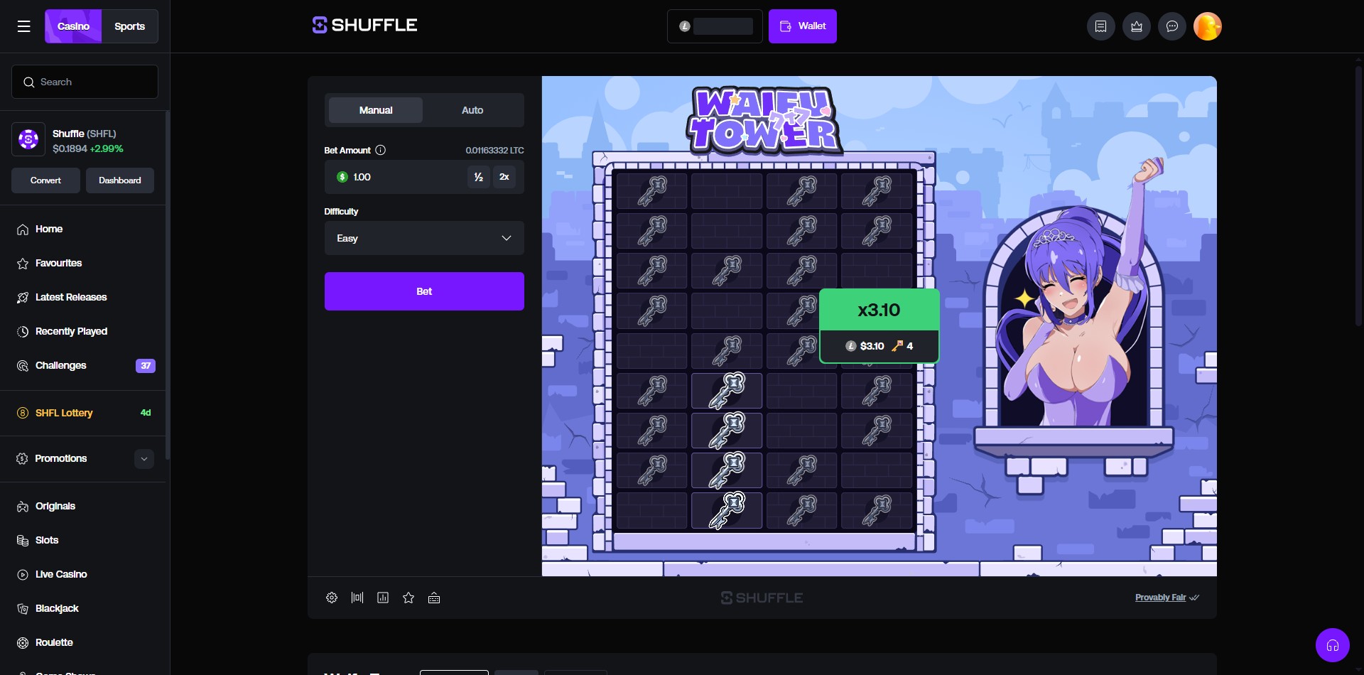 Shuffle.com Original Waifu Tower