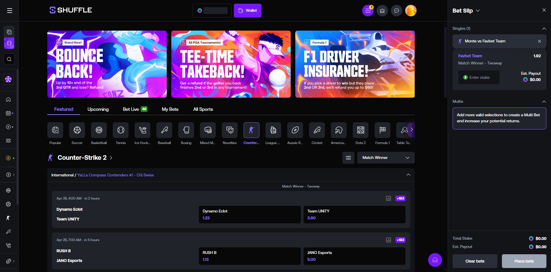 Shuffle.com Sportsbook