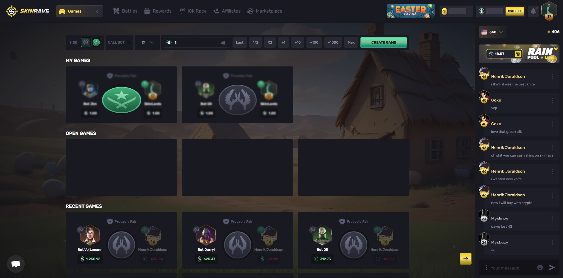 Skinrave Coinflip Game