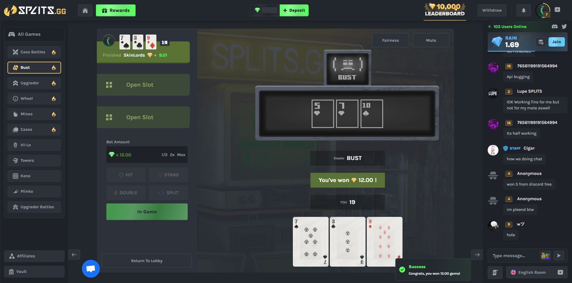 Splits.GG Bust Poker Game