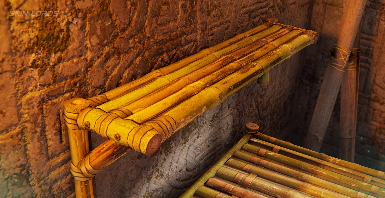 Rust Bamboo Wall Shelves