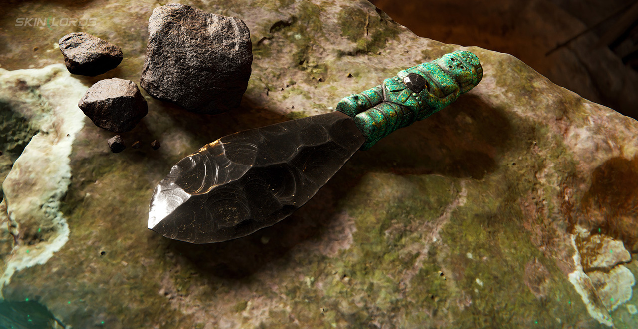 Rust Obsidian Bone Knife
