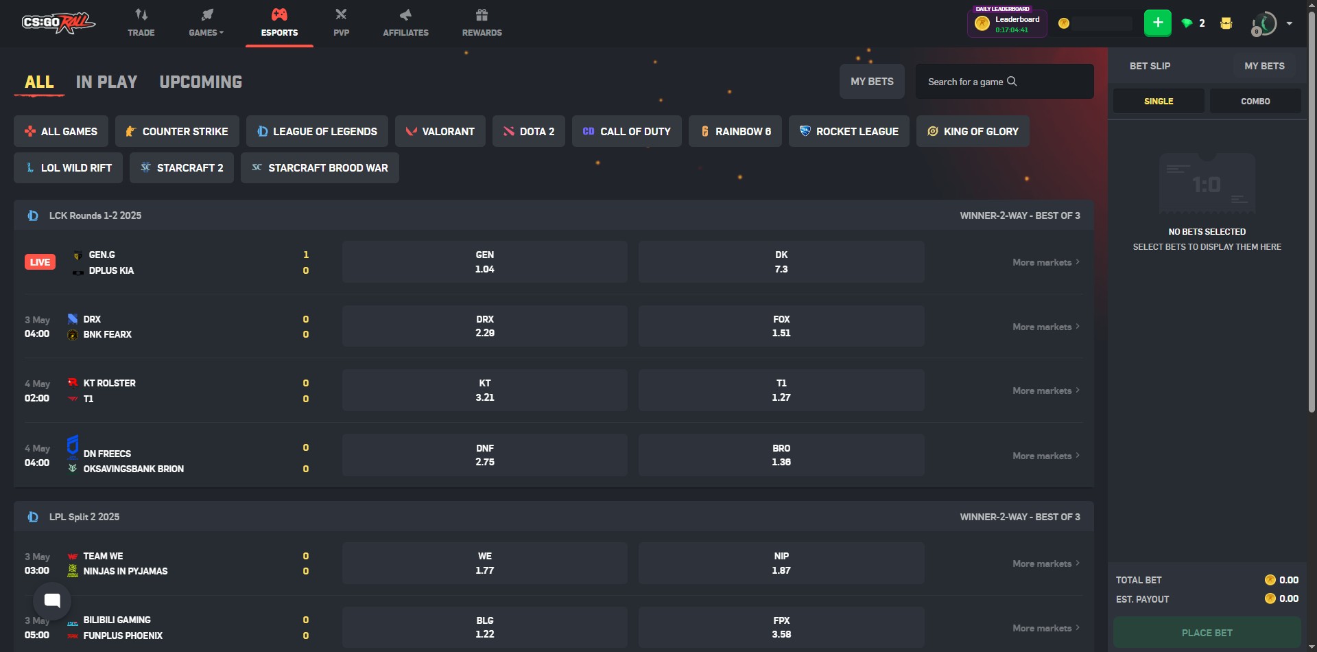 CSGORoll Esports Betting