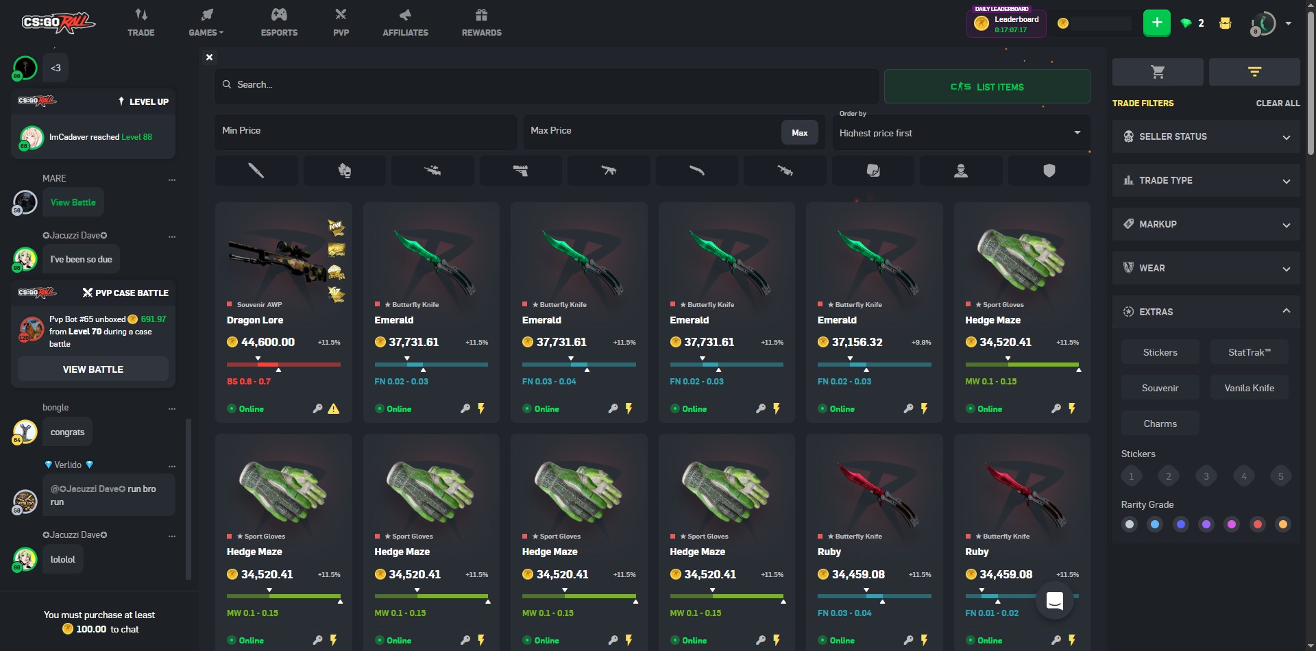 CSGORoll Skin Trading