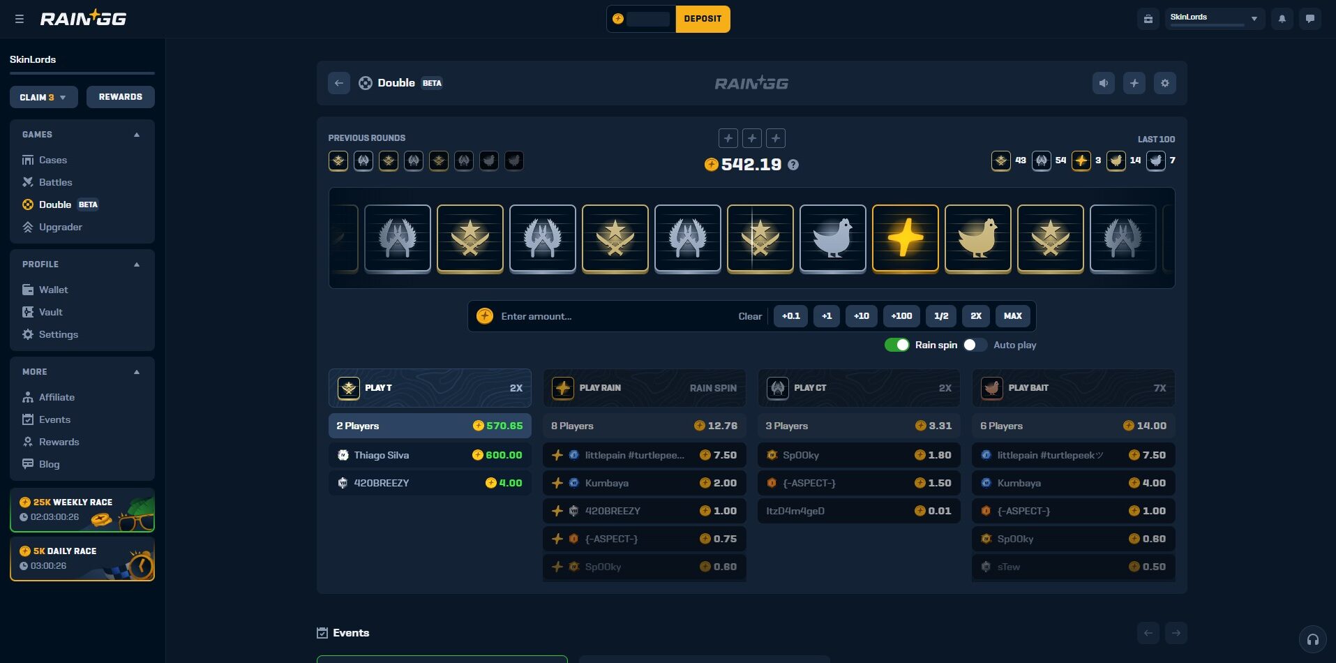 Rain.GG Roulette Game