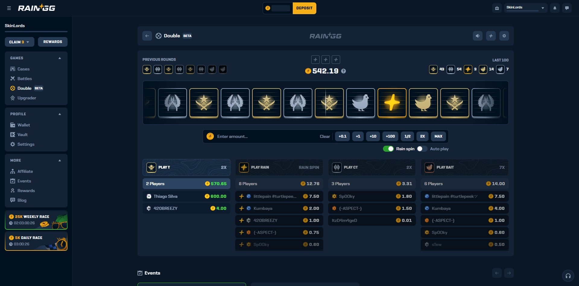 Rain.GG Roulette Game