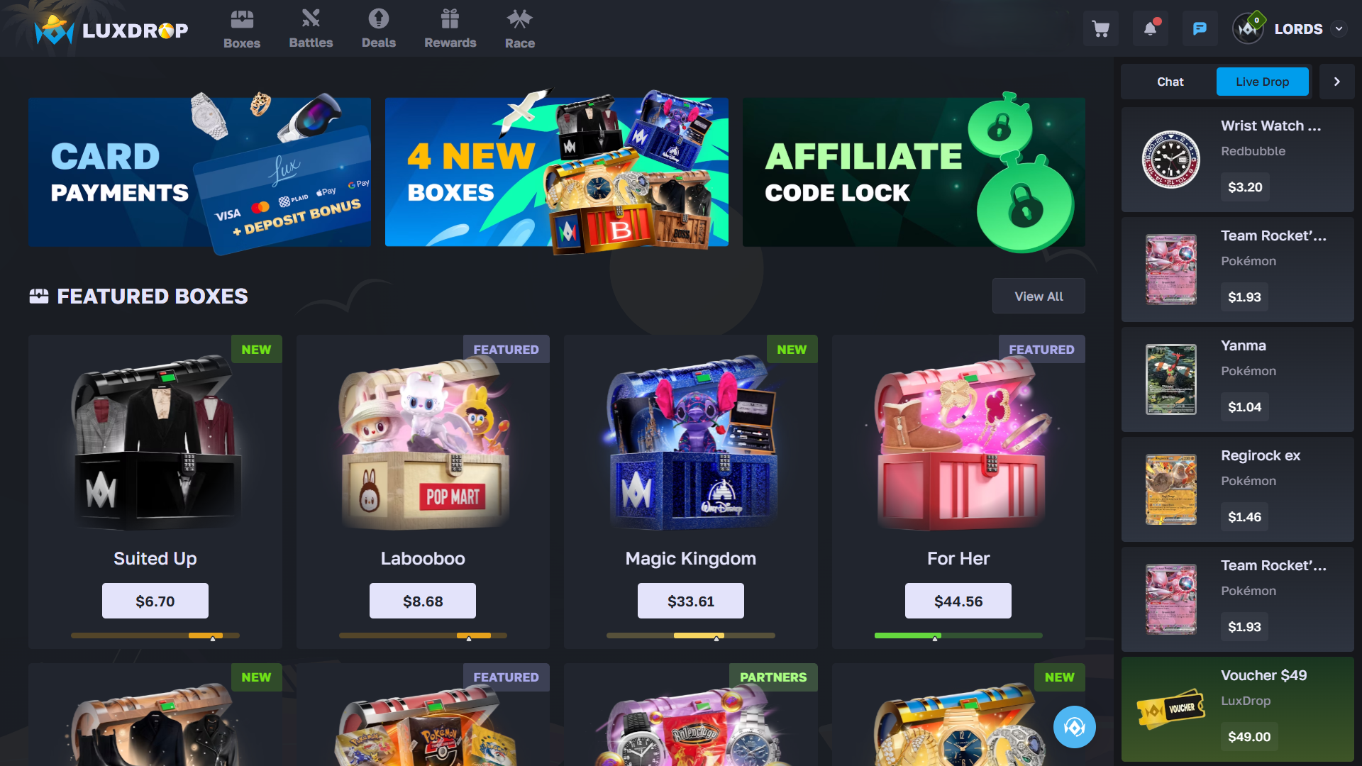 LuxDrop home page