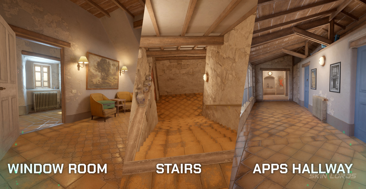 window room, stairs, apps hallway inferno cs2