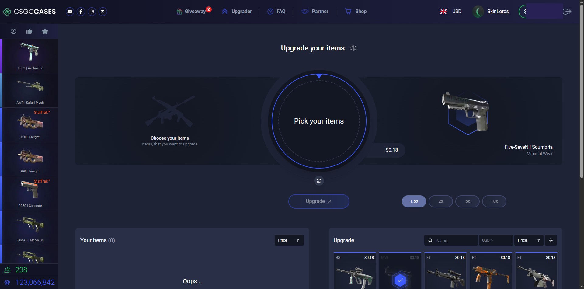 CSGOCases.com Upgrader