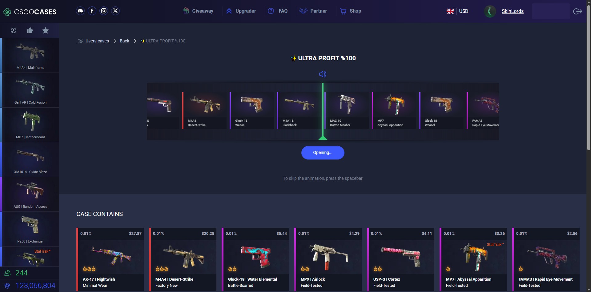 CSGOCases.com User Case Opening