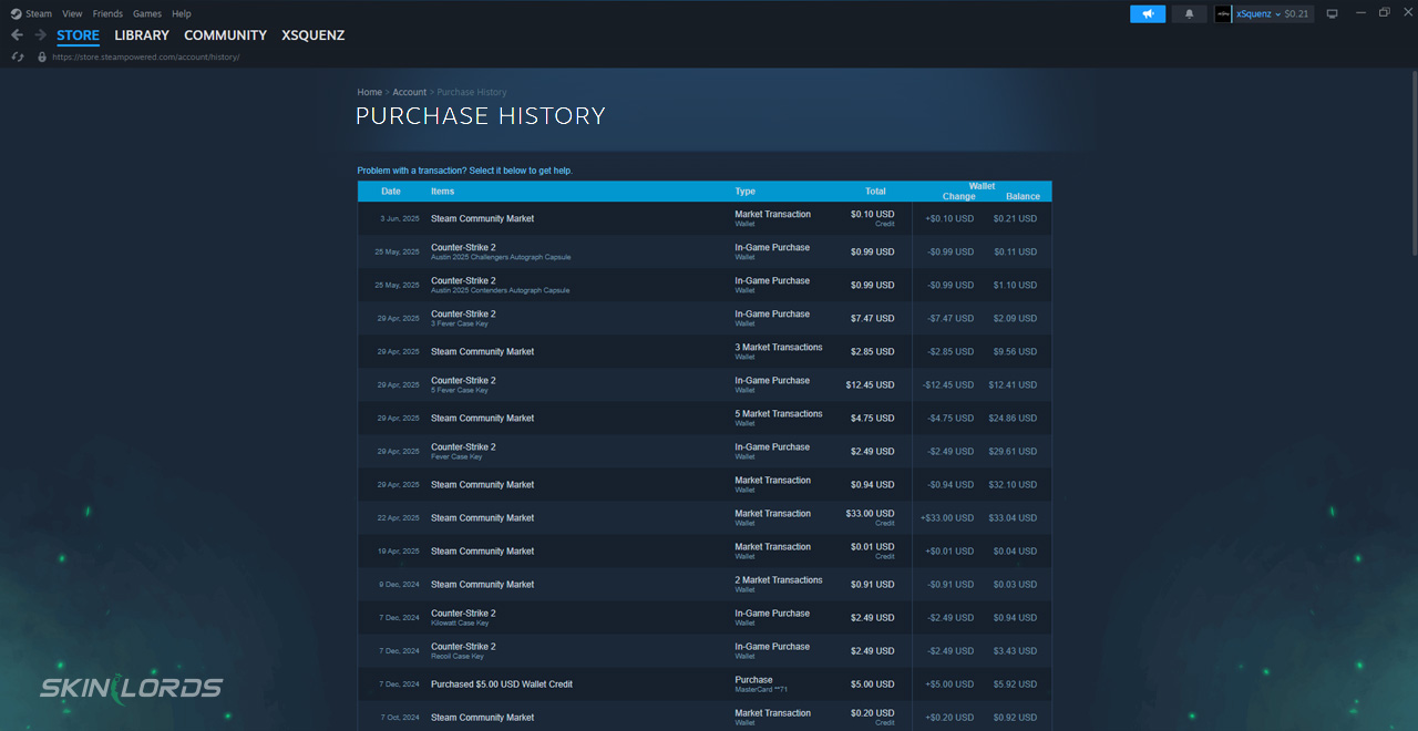 how to see steam purhcase history 1