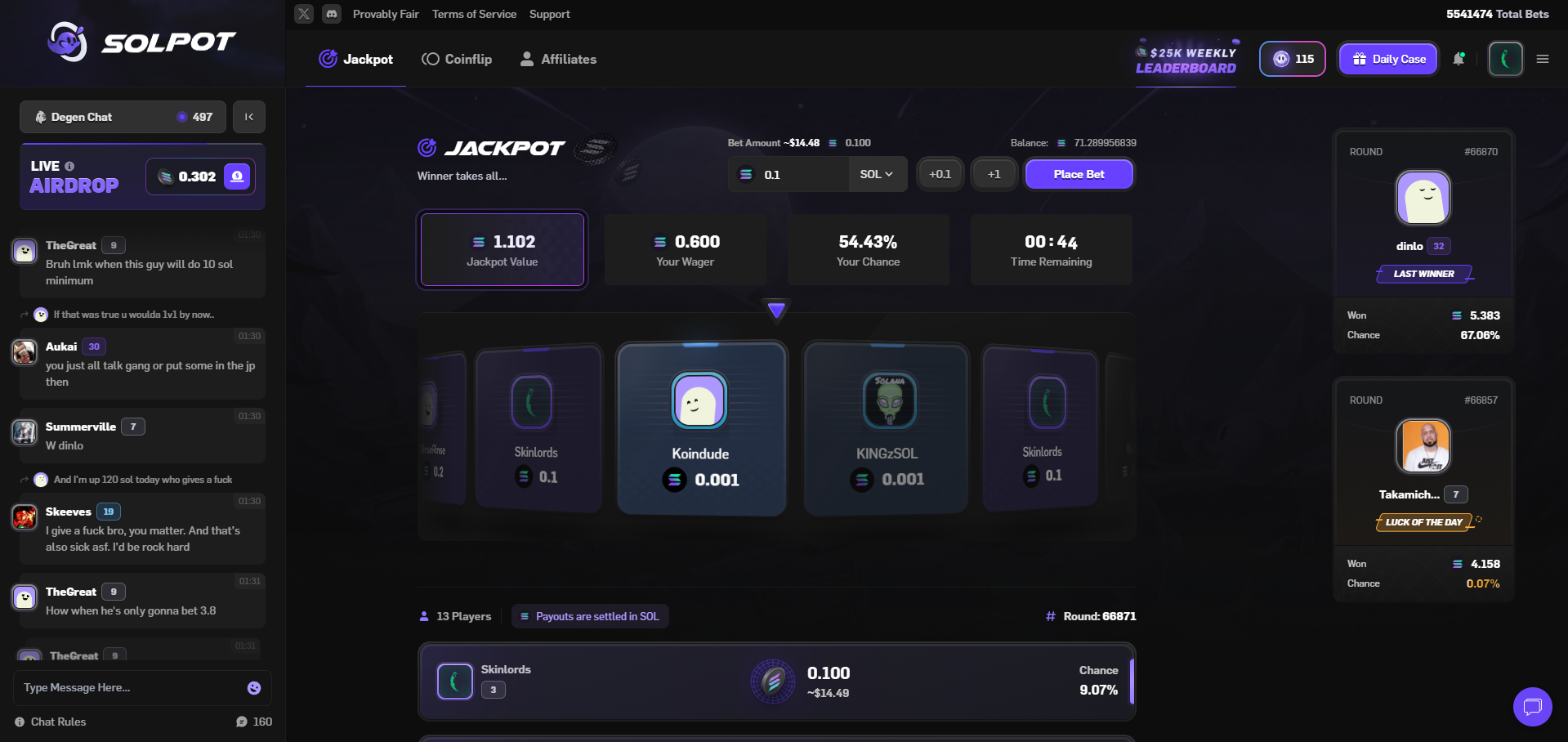 Solpot roulette animation