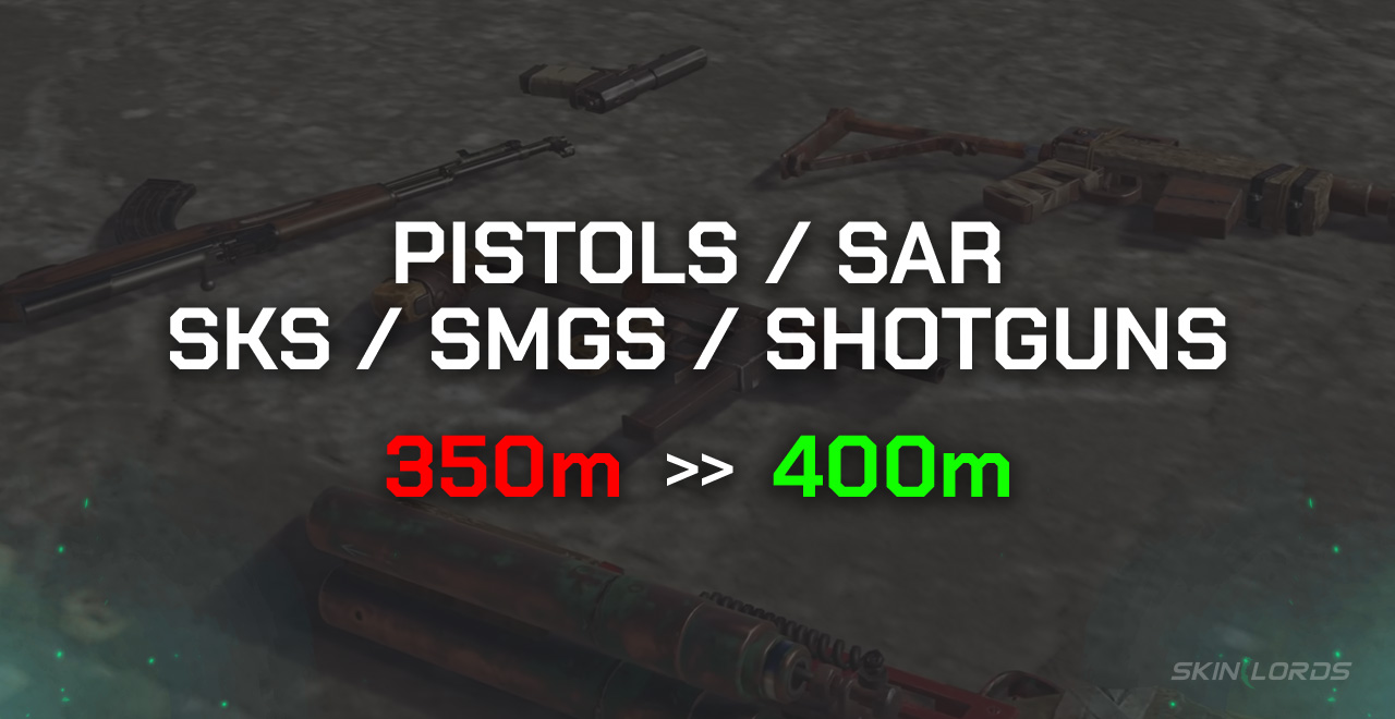 rust Pistols, SAR, SKS, SMGs, and Shotguns long distance gunshot changes