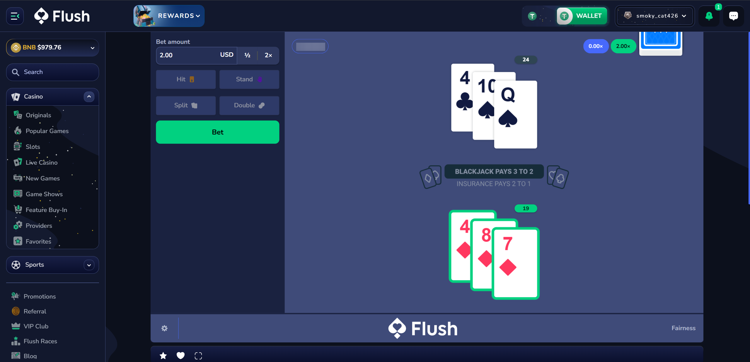 flush.com blackjack