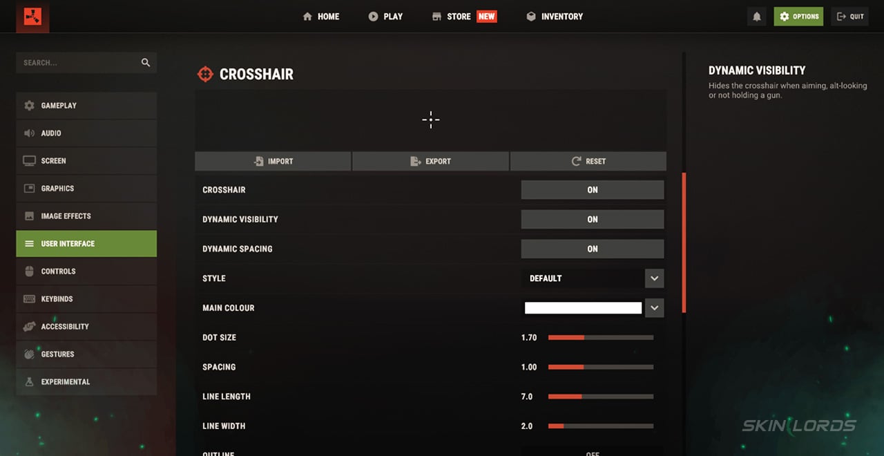 rust crosshair customization settings