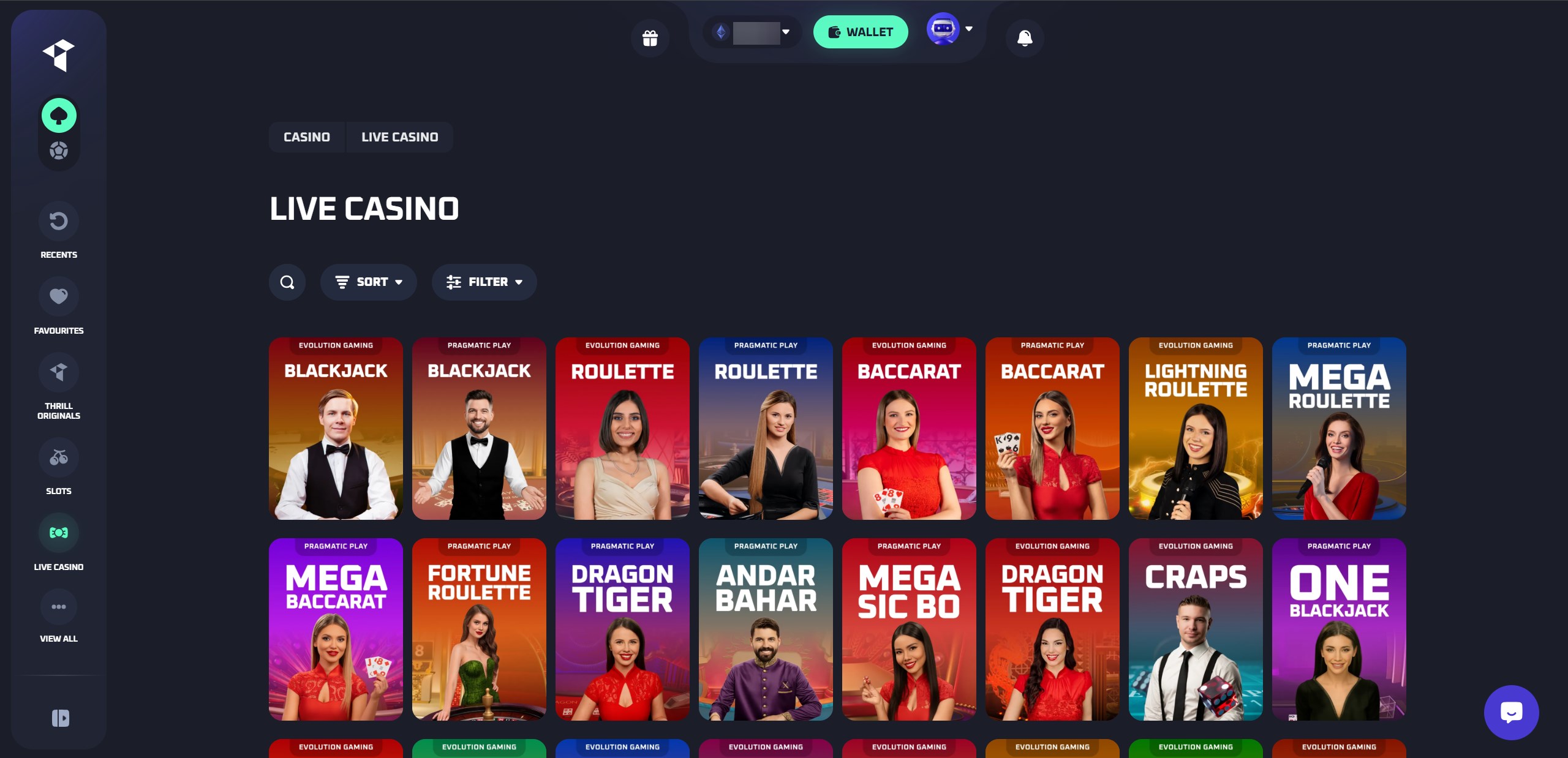 Thrill.com live games