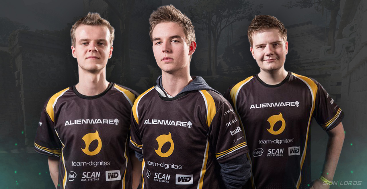 Andreas "Xyp9x" Højsleth, Nicolai "device" Reedtz, and Peter "dupreeh" Rasmussen dignitas cs2 roster