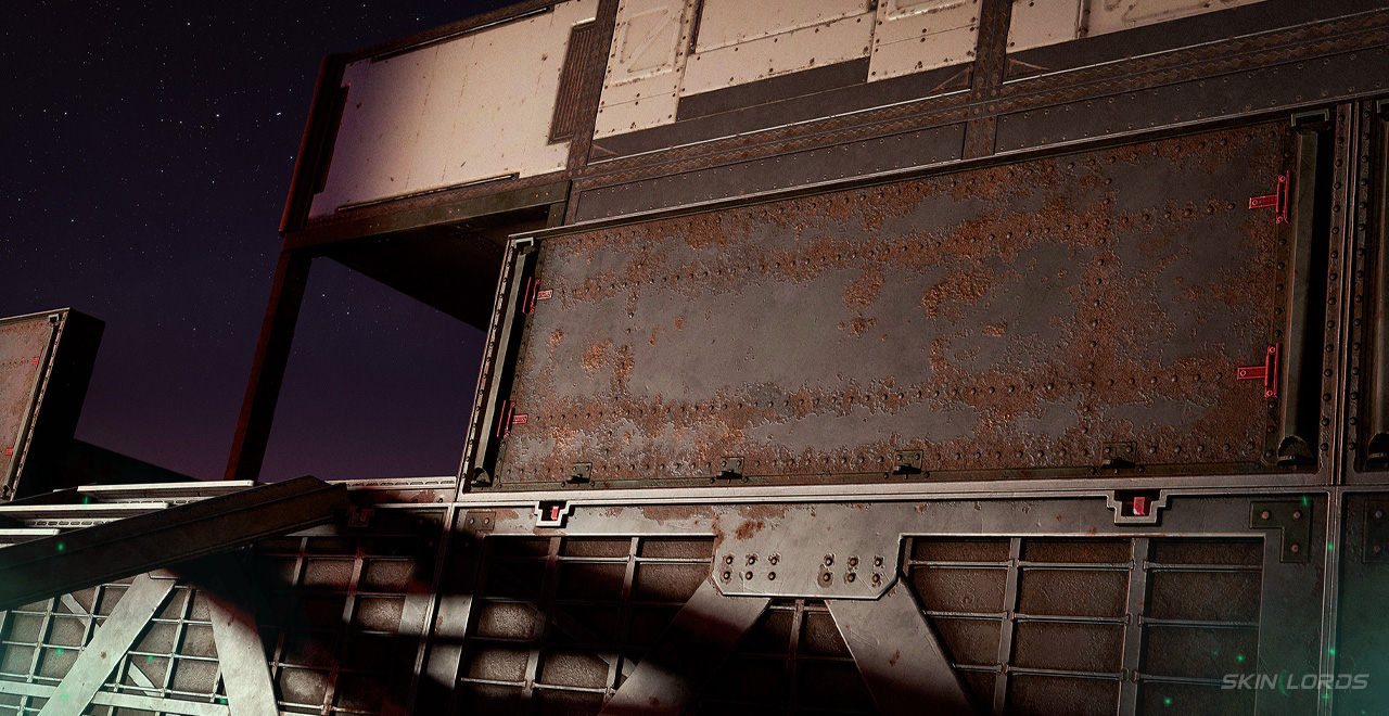 rust space station building skin damaged armored wall