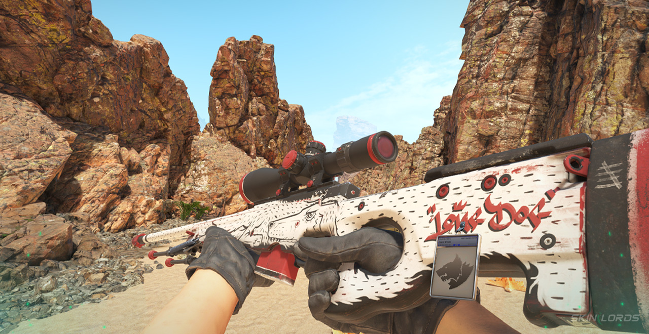 awp long dog with space wolves cs2 sticker in cs2 sticker slap