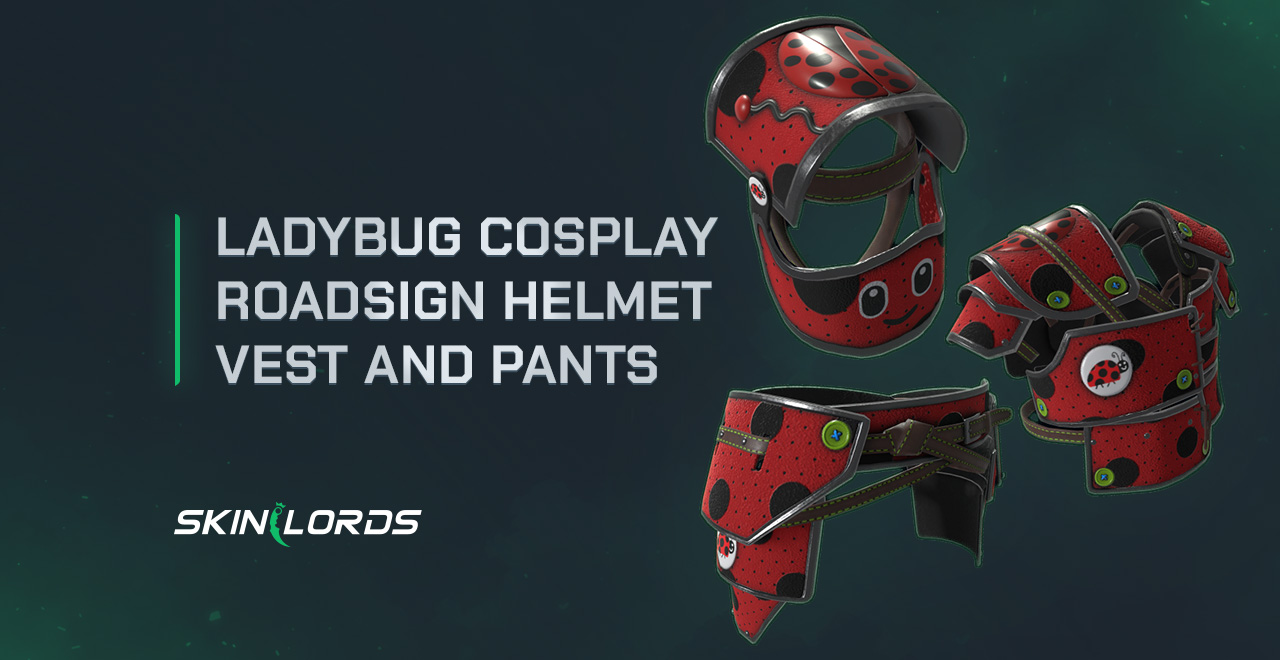 Ladybug Cosplay Roadsign Helmet Vest and Pants rust item store