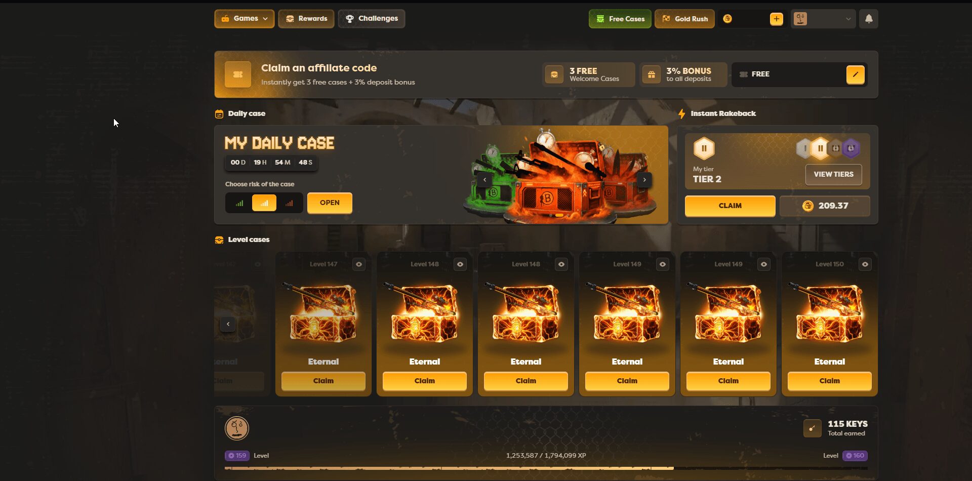 B.Site rewards page