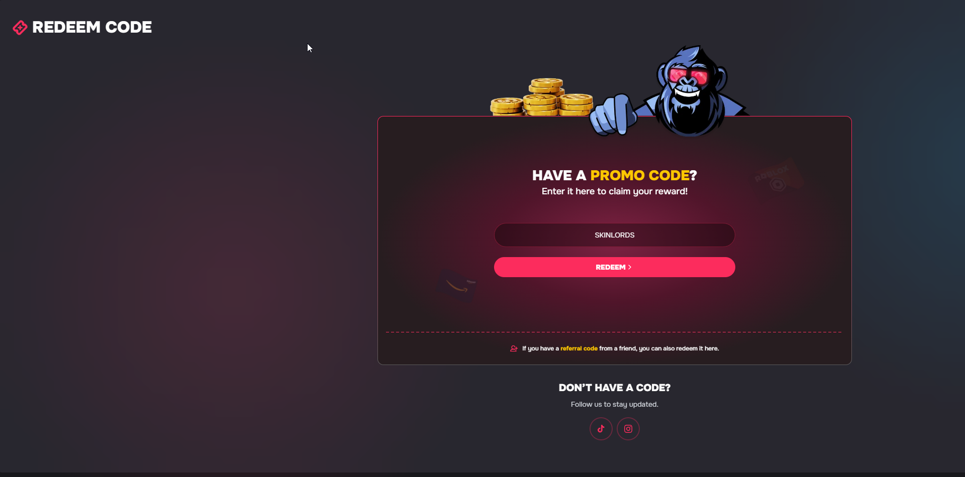 Skinape redeem promo code