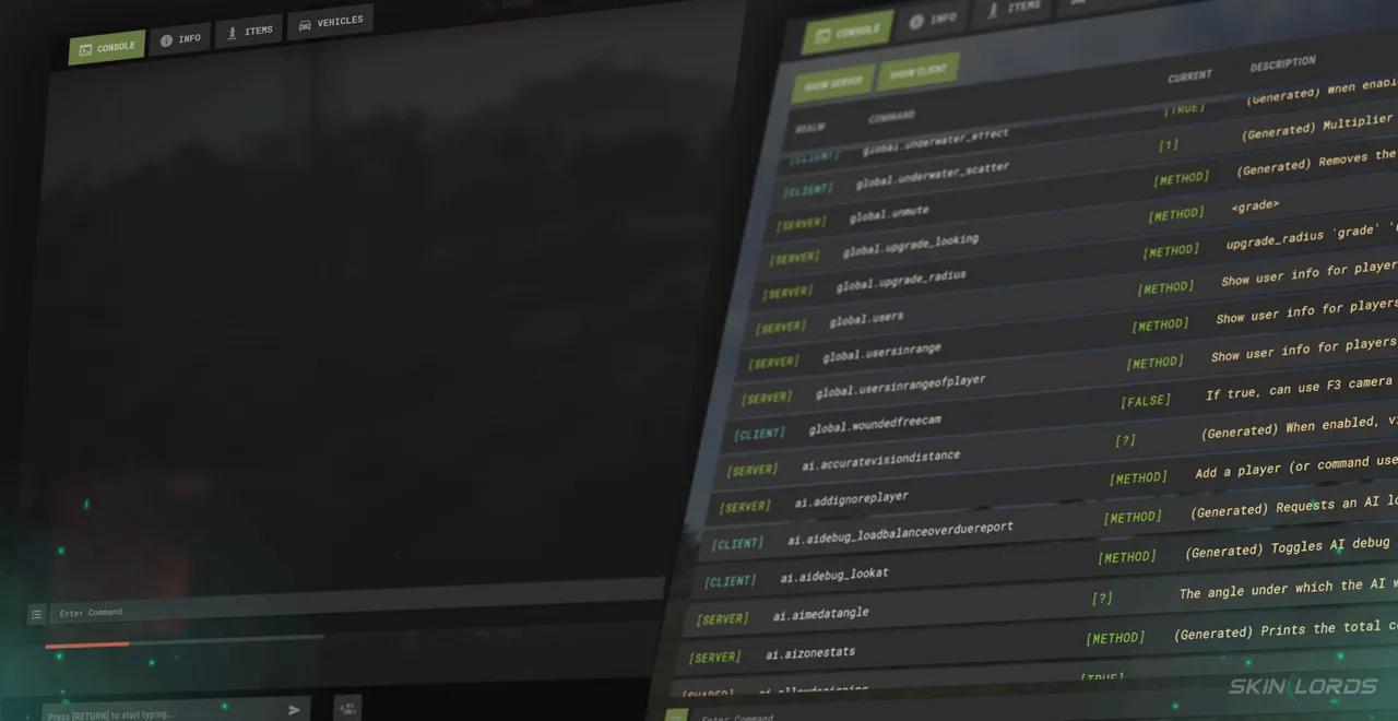 rust F1 Menu Redesign Console