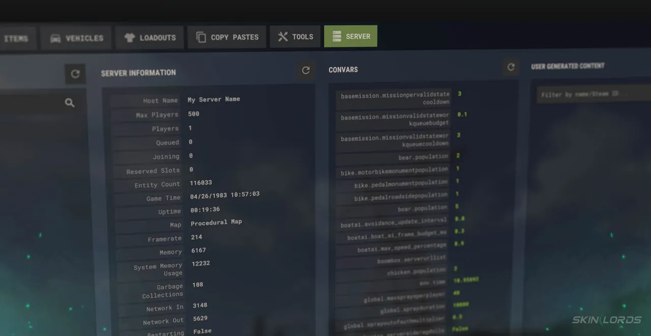 rust F1 Menu Redesign Server