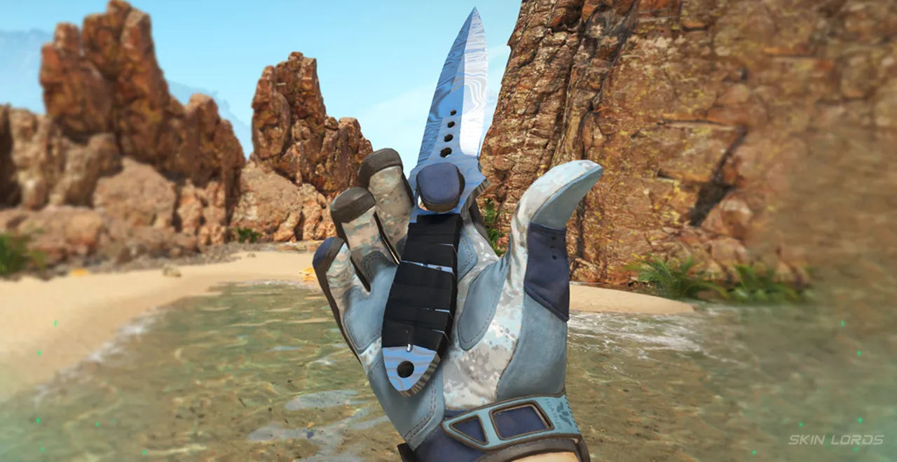 Sport Gloves Frosty + Skeleton Damascus Steel
