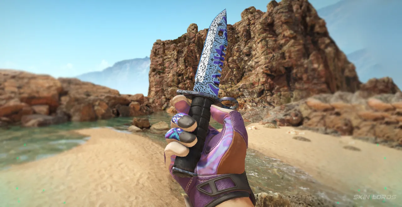 Sport Gloves Violet Beadwork + M9 Bayonet Freehand